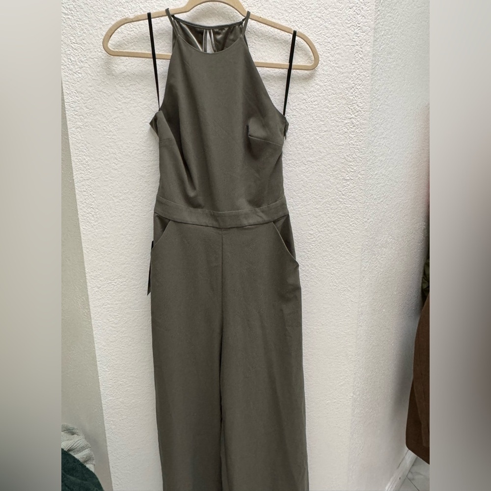 Elegant Olive Green Wide Leg Jumpsuit